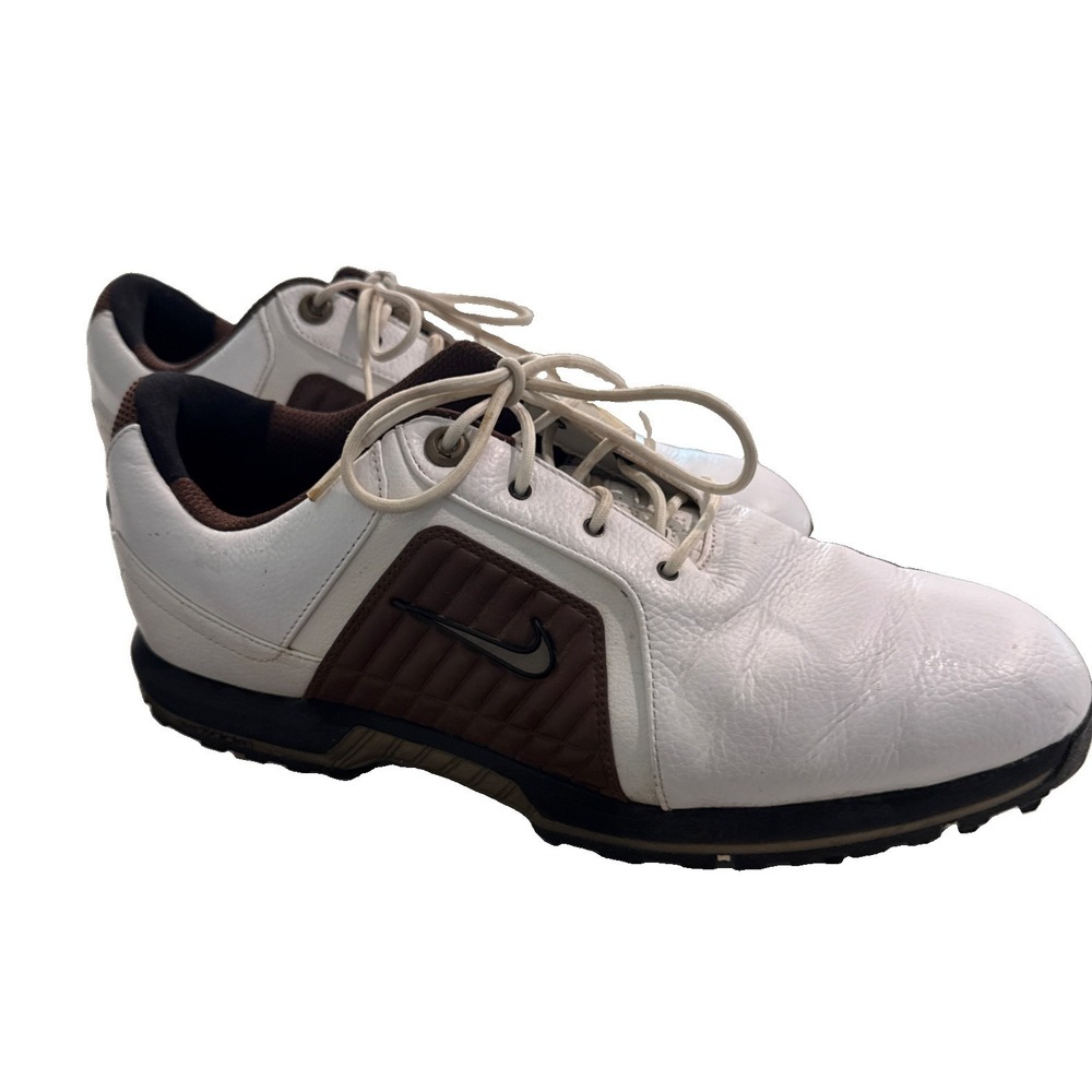 Nike Zoom Trophy Mens Size 9.5 Golf Shoes White Brown Leather 379228-191